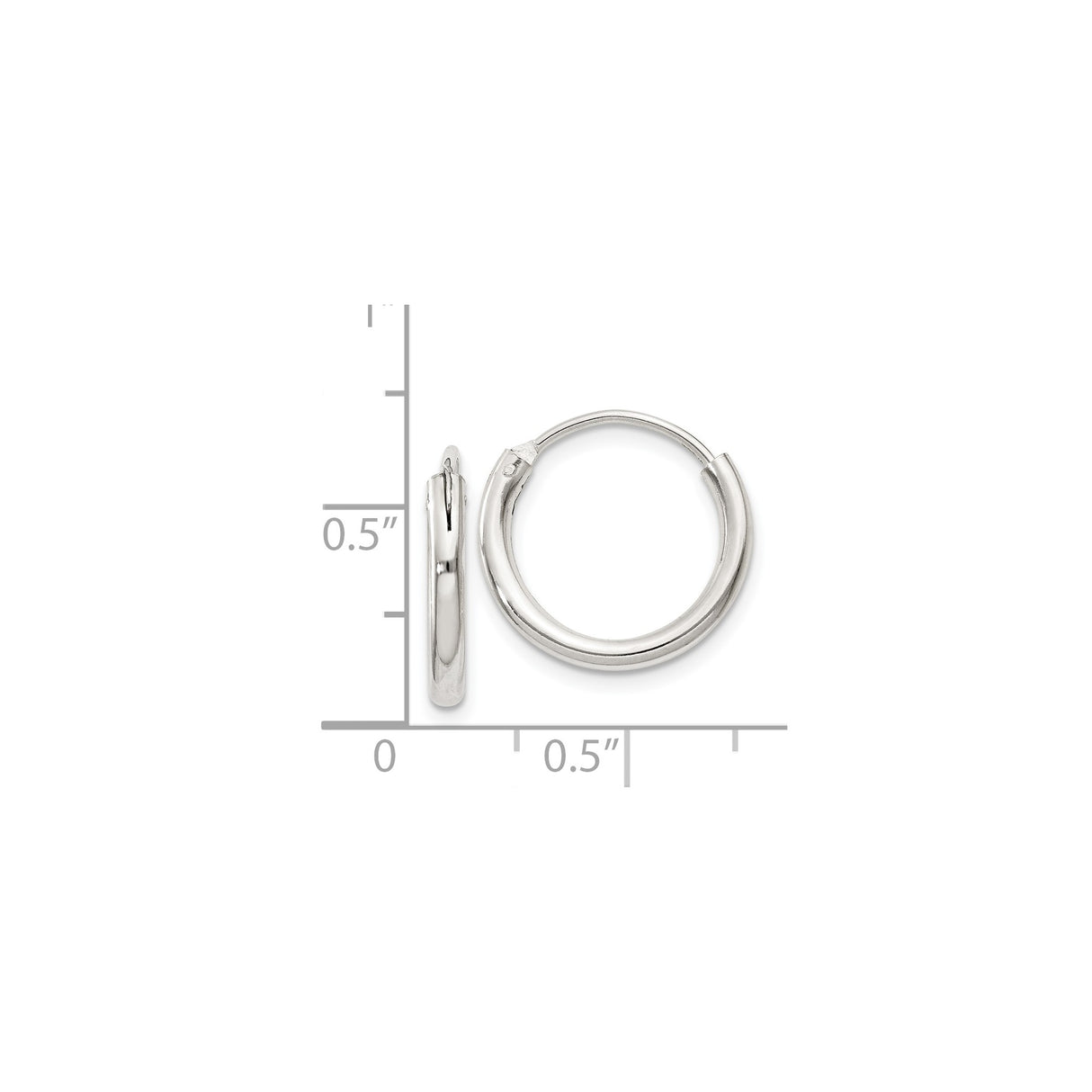 Sterling Silver Hoop Earrings, Classic Polished Minimalist Round Hoops for Women