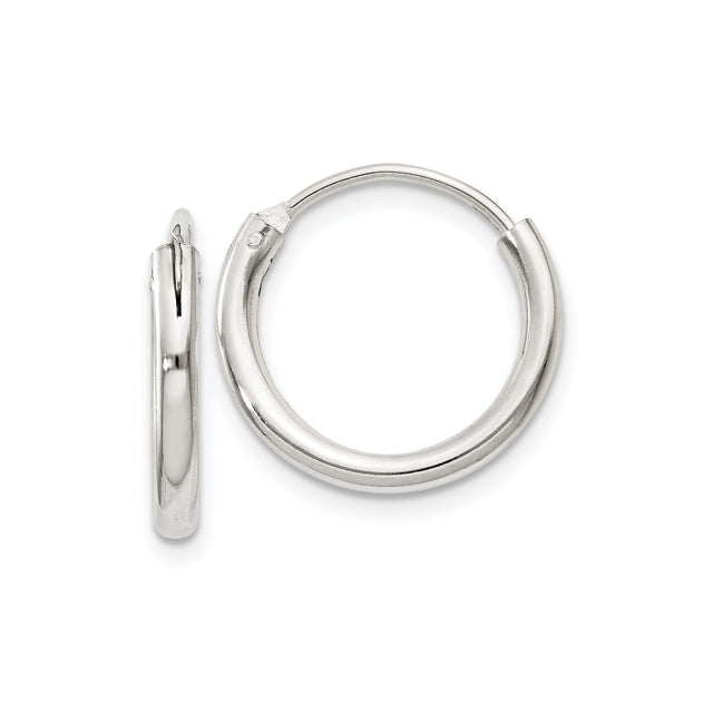 Sterling Silver Hoop Earrings, Classic Polished Minimalist Round Hoops for Women