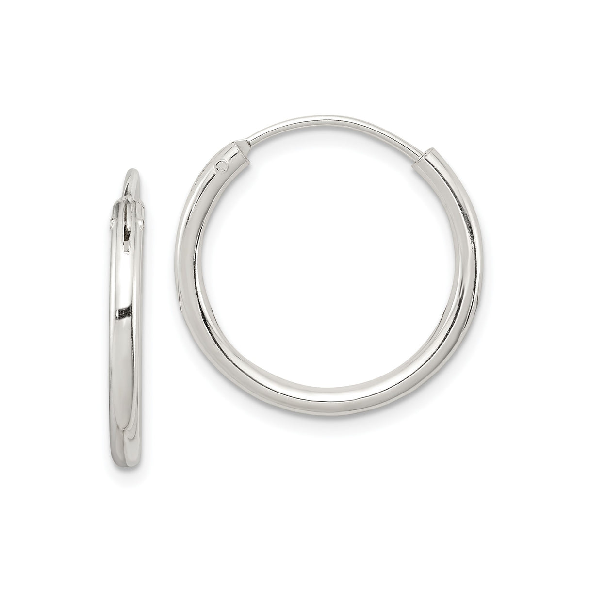 Sterling Silver Hoop Earrings, Classic Polished Endless Design, Lightweight Minimalist Style