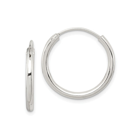 Sterling Silver Hoop Earrings, Classic Polished Endless Design, Lightweight Minimalist Style