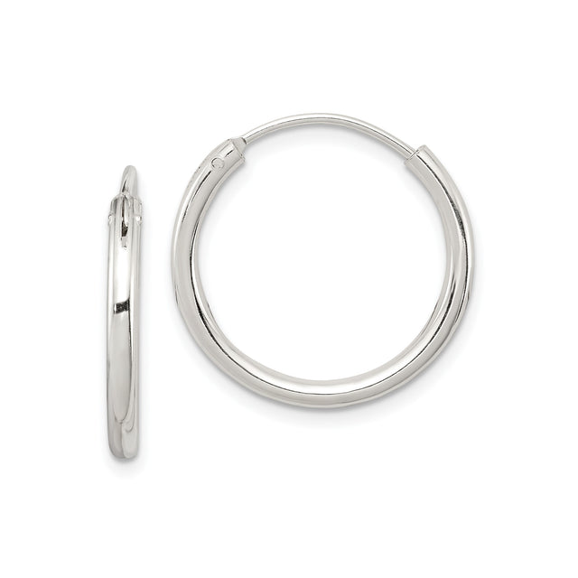 Sterling Silver Hoop Earrings, Classic Polished Endless Design, Lightweight Minimalist Style