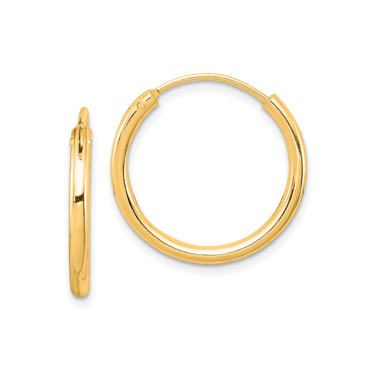 Sterling Silver Hoop Earrings, Polished Gold-Tone Classic Round Design, Lightweight Minimalist Style