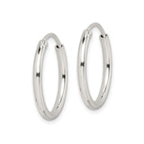 Sterling Silver Endless Hoop Earrings, 2mm Minimalist Polished Unisex Design