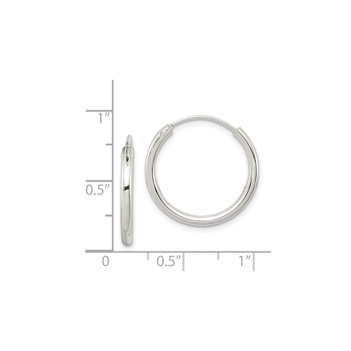 Sterling Silver Endless Hoop Earrings, 2mm Minimalist Polished Unisex Design