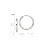 Sterling Silver Endless Hoop Earrings, 2mm Minimalist Polished Unisex Design