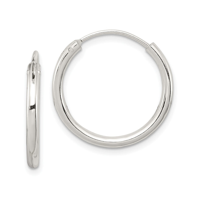Sterling Silver Endless Hoop Earrings, 2mm Minimalist Polished Unisex Design