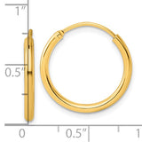 Gold Plated Sterling Silver Hoop Earrings, Classic Polished Round Lightweight Design, 20 mm