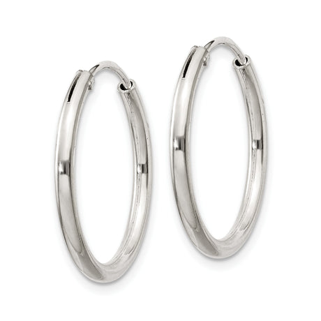 Sterling Silver Hoop Earrings, Medium Size with Polished Finish and Hinged Closure