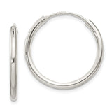 Sterling Silver Hoop Earrings, Medium Size with Polished Finish and Hinged Closure