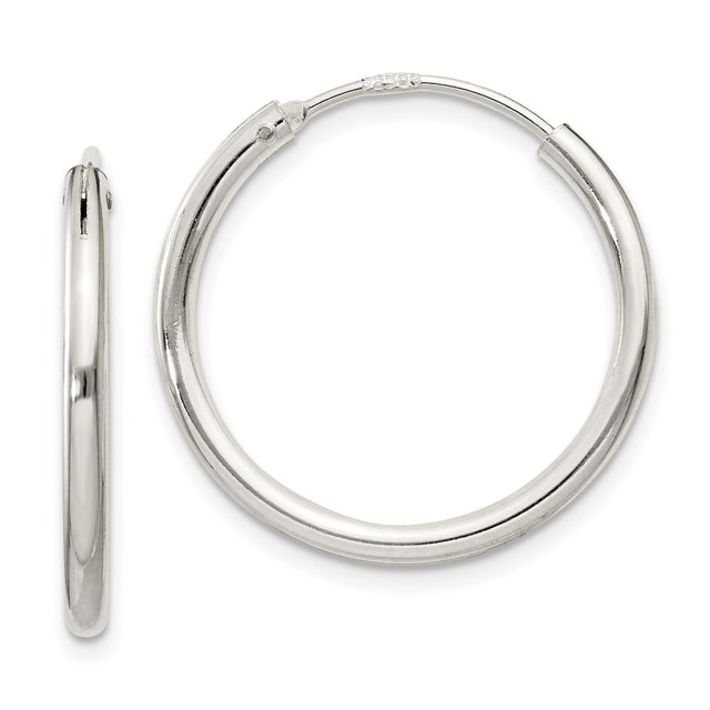 Sterling Silver Hoop Earrings, Medium Size with Polished Finish and Hinged Closure