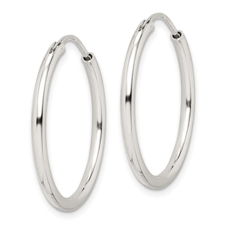 Sterling Silver Hoop Earrings, Polished Round Minimalist Style for Women