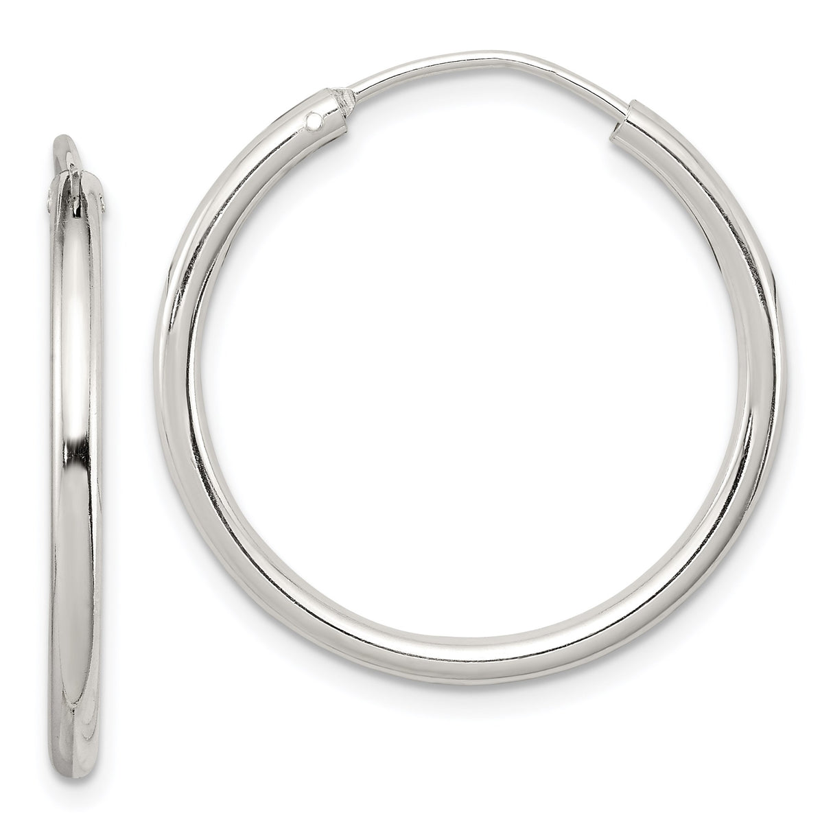 Sterling Silver Hoop Earrings, Polished Round Minimalist Style for Women