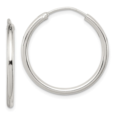 Sterling Silver Hoop Earrings, Polished Round Minimalist Style for Women