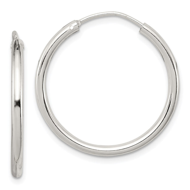 Sterling Silver Hoop Earrings, Polished Round Minimalist Style for Women