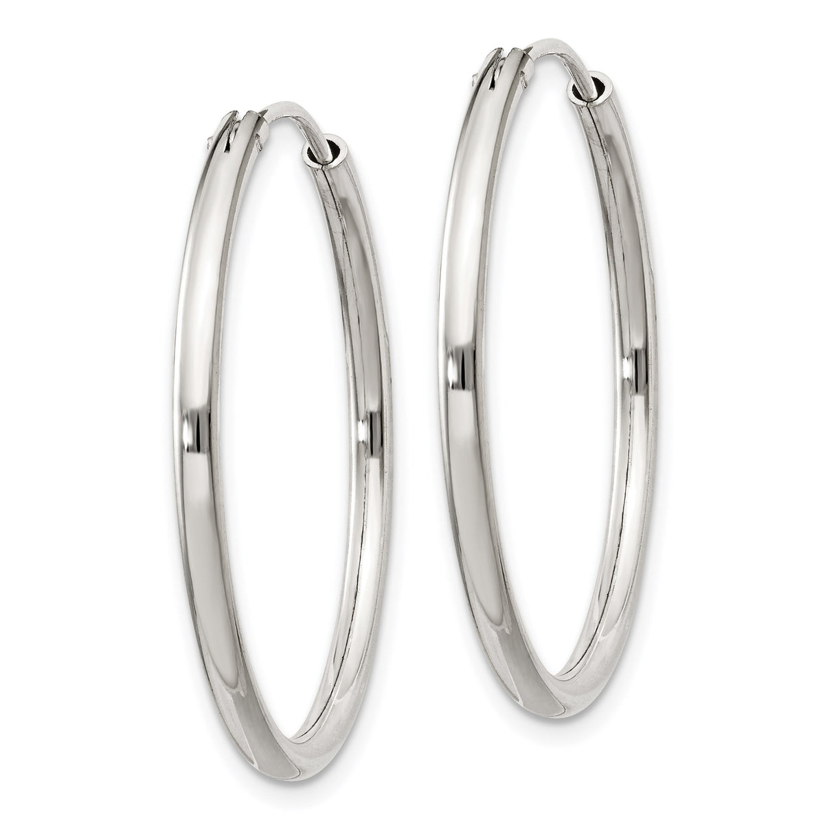Sterling Silver Hoop Earrings, Lightweight Endless Design with Polished Finish, Classic Minimalist Style