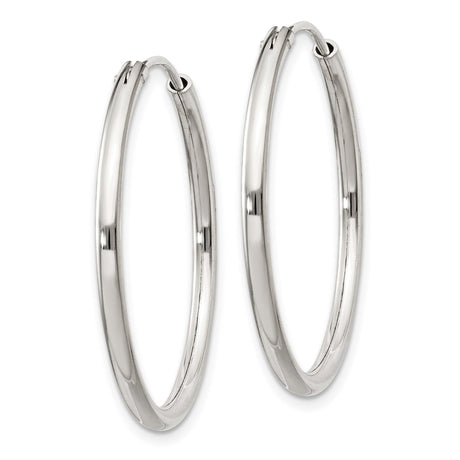 Sterling Silver Hoop Earrings, Lightweight Endless Design with Polished Finish, Classic Minimalist Style