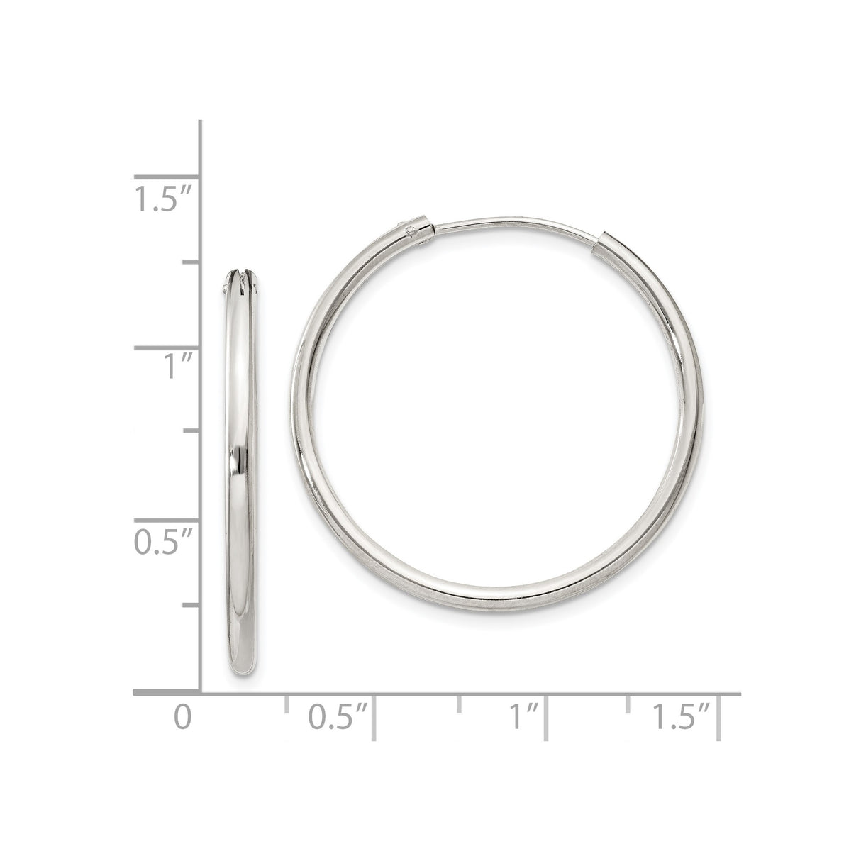 Sterling Silver Hoop Earrings, Lightweight Endless Design with Polished Finish, Classic Minimalist Style