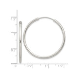 Sterling Silver Hoop Earrings, 2mm Round Endless Design with Polished Finish, Minimalist Style