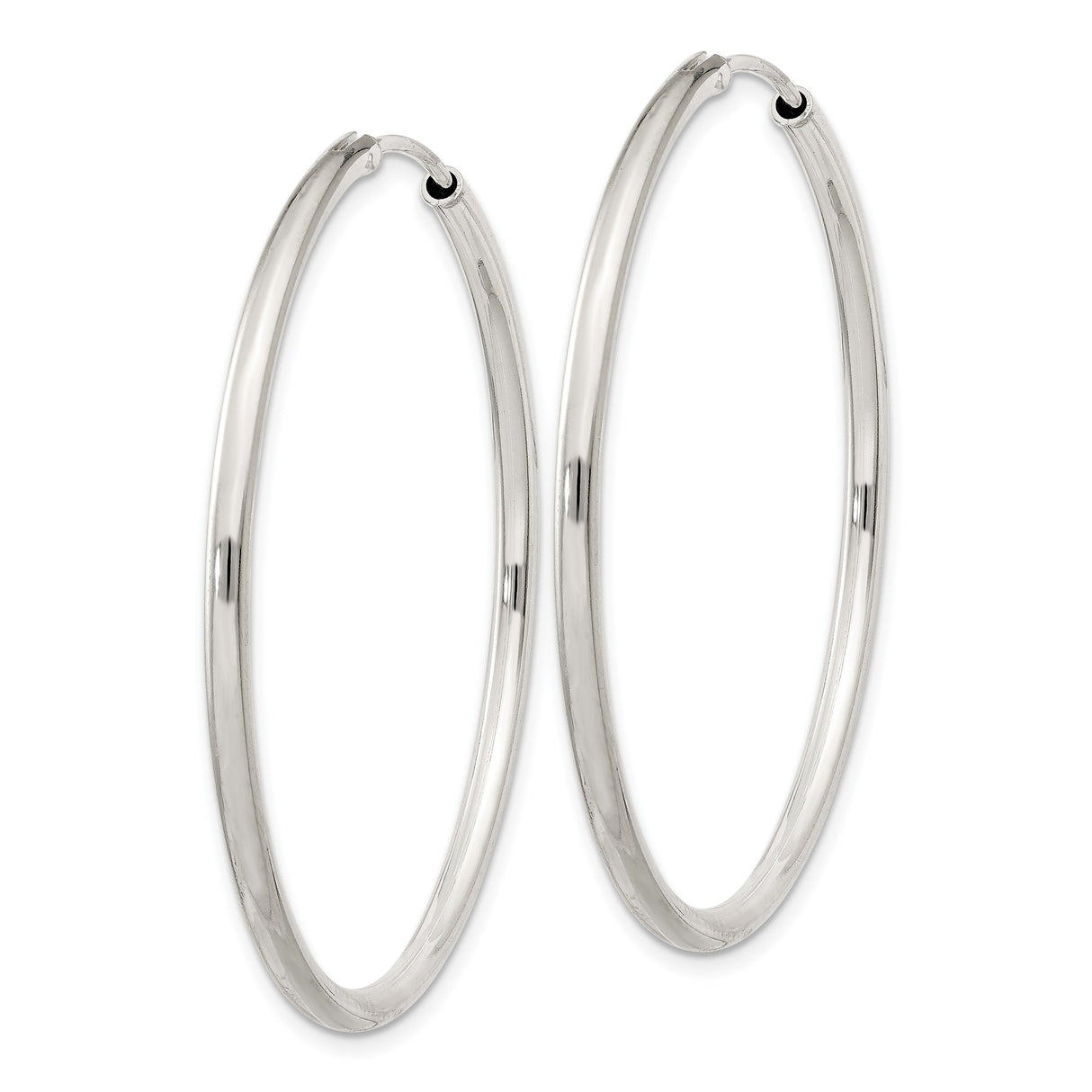 Sterling Silver Hoop Earrings, Classic Round Endless Design, Minimalist Polished Style
