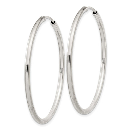Sterling Silver Hoop Earrings, Classic Round Endless Design, Minimalist Polished Style