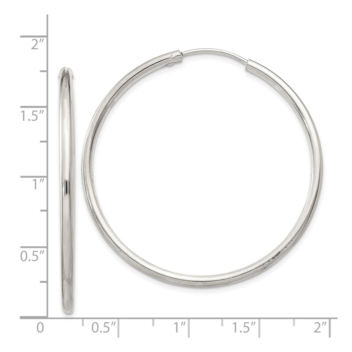 Sterling Silver Hoop Earrings, Classic Round Endless Design, Minimalist Polished Style