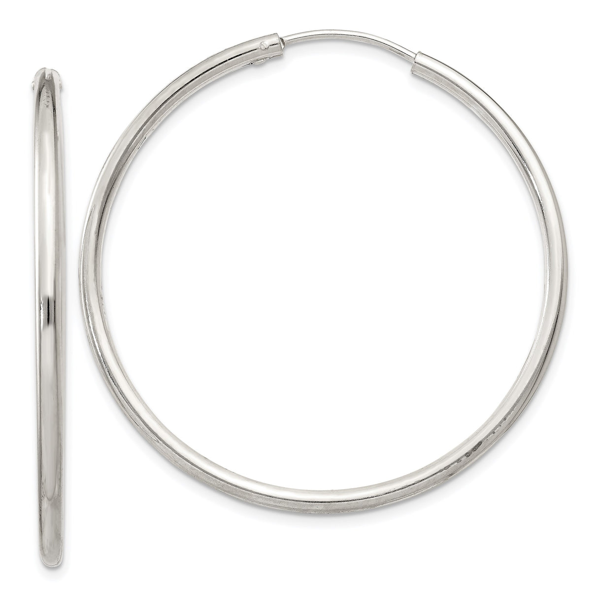 Sterling Silver Hoop Earrings, Classic Round Endless Design, Minimalist Polished Style