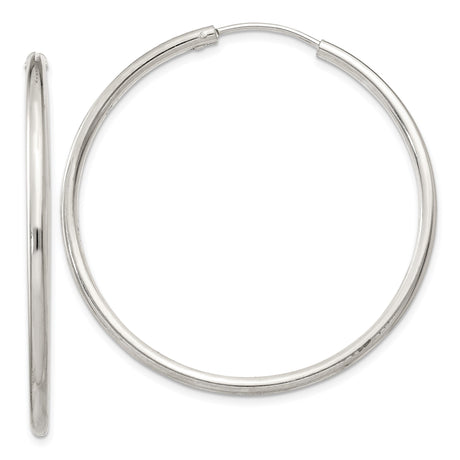 Sterling Silver Hoop Earrings, Classic Round Endless Design, Minimalist Polished Style