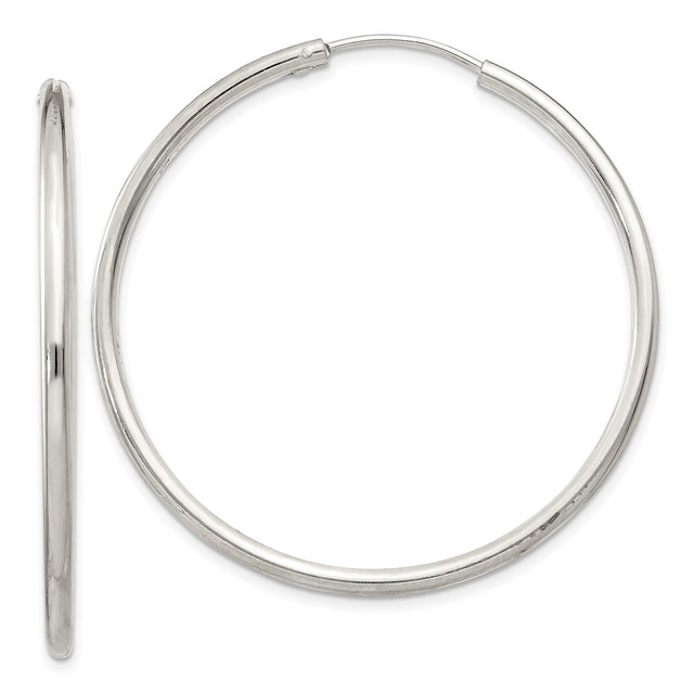 Sterling Silver Hoop Earrings, Classic Round Endless Design, Minimalist Polished Style