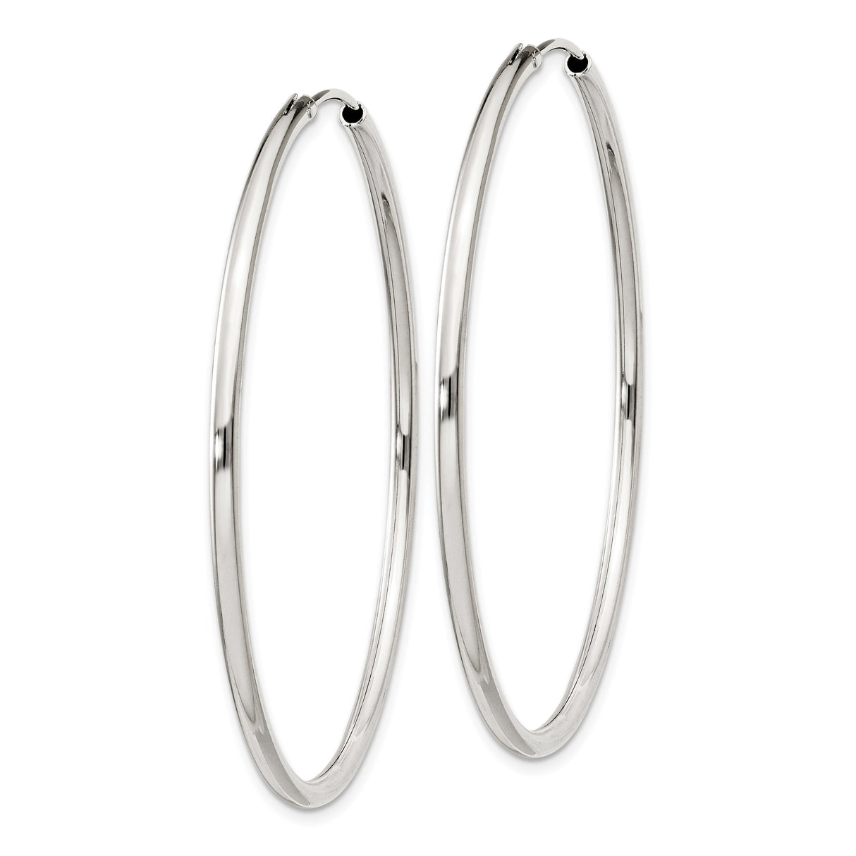Sterling Silver Hoop Earrings, Classic Polished Endless Round Design, Lightweight Modern Style