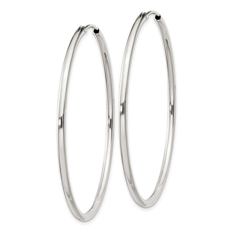 Sterling Silver Hoop Earrings, Classic Polished Endless Round Design, Lightweight Modern Style