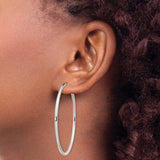 Sterling Silver Hoop Earrings, Classic Polished Endless Round Design, Lightweight Modern Style