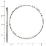 Sterling Silver Hoop Earrings, Classic Polished Endless Round Design, Lightweight Modern Style