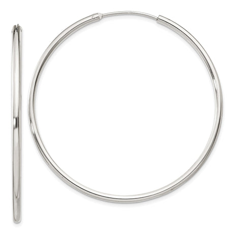 Sterling Silver Hoop Earrings, Classic Polished Endless Round Design, Lightweight Modern Style