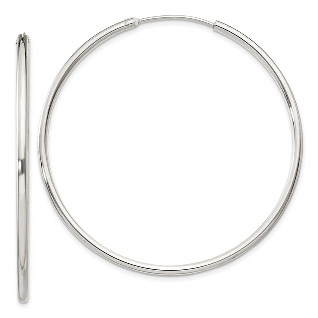 Sterling Silver Hoop Earrings, Classic Polished Endless Round Design, Lightweight Modern Style