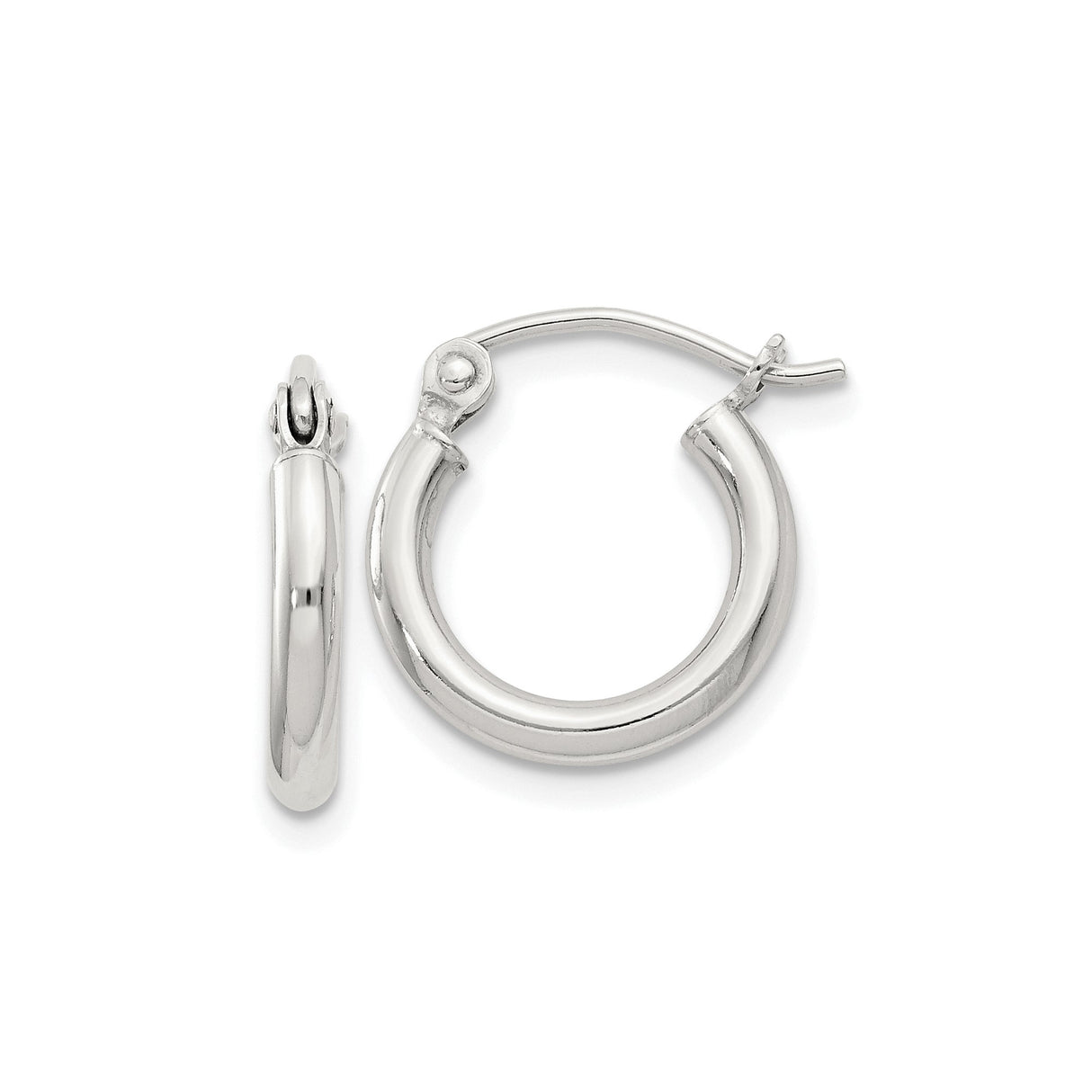 Sterling Silver Hoop Earrings, Classic Latch-Back Closure, Polished Round Minimalist Design