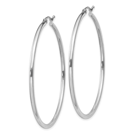 Sterling Silver Hoop Earrings, Large Round Tube Hoops with Polished Finish, Minimalist Design