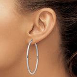 Sterling Silver Hoop Earrings, Large Round Tube Hoops with Polished Finish, Minimalist Design