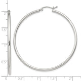 Sterling Silver Hoop Earrings, Large Smooth Round Design with Latch Back Closure for Women