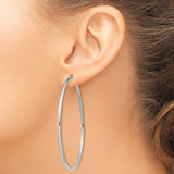 Sterling Silver Large Hoop Earrings with Polished Finish, Classic Round Tube Design for Women