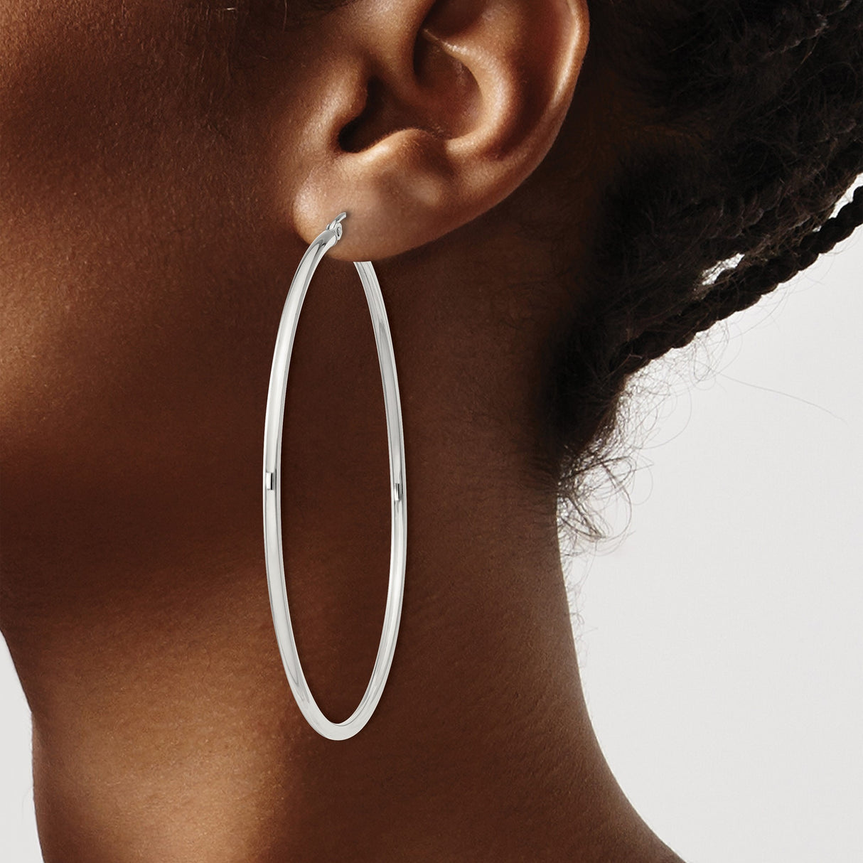 Sterling Silver Hoop Earrings, Large Polished Round Hoops with Minimalist Modern Design