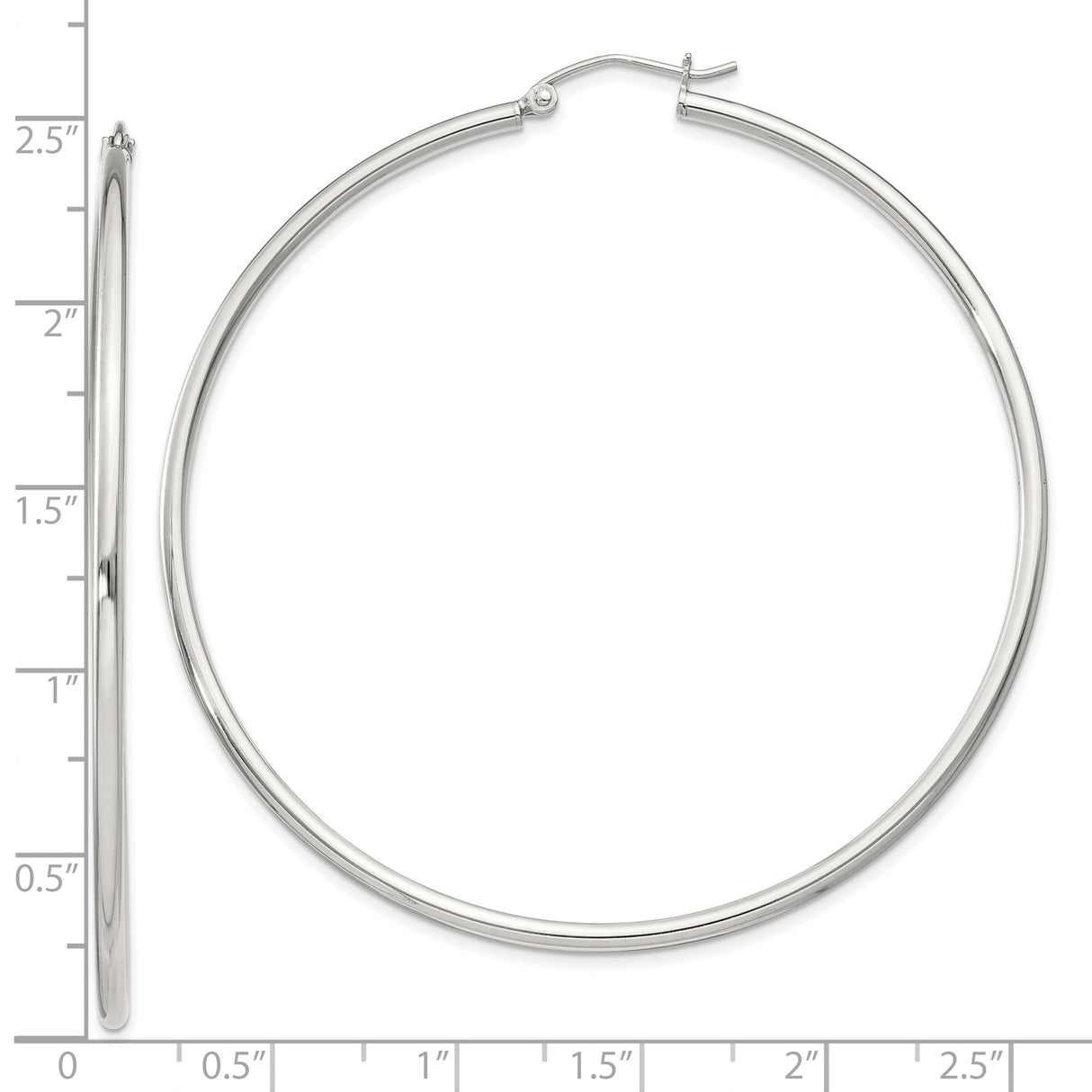 Sterling Silver Hoop Earrings, Large Polished Round Hoops with Minimalist Modern Design