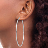 Sterling Silver Large Hoop Earrings, Lightweight Polished Round Design with Secure Clasp