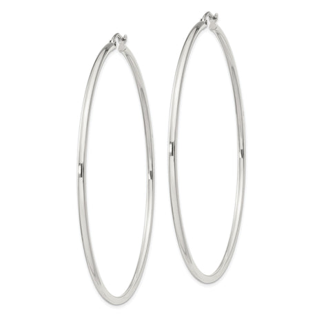 Sterling Silver Large Hoop Earrings, Lightweight Polished Minimalist Design for Women