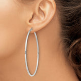 Sterling Silver Large Hoop Earrings, Lightweight Polished Minimalist Design for Women
