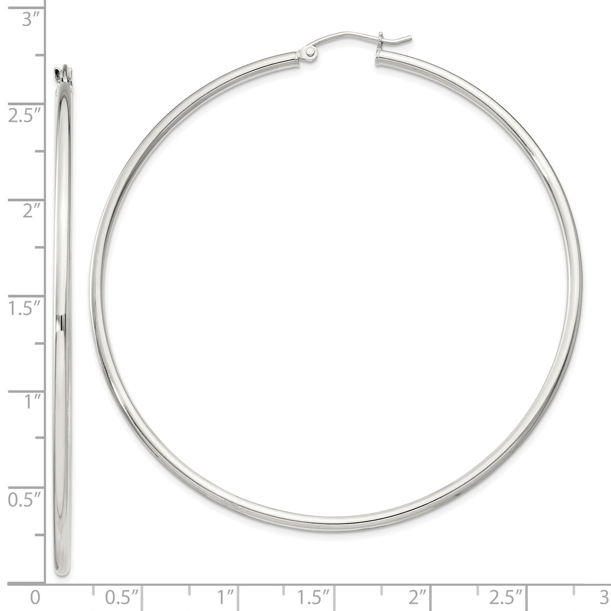Sterling Silver Large Hoop Earrings, Lightweight Polished Minimalist Design for Women