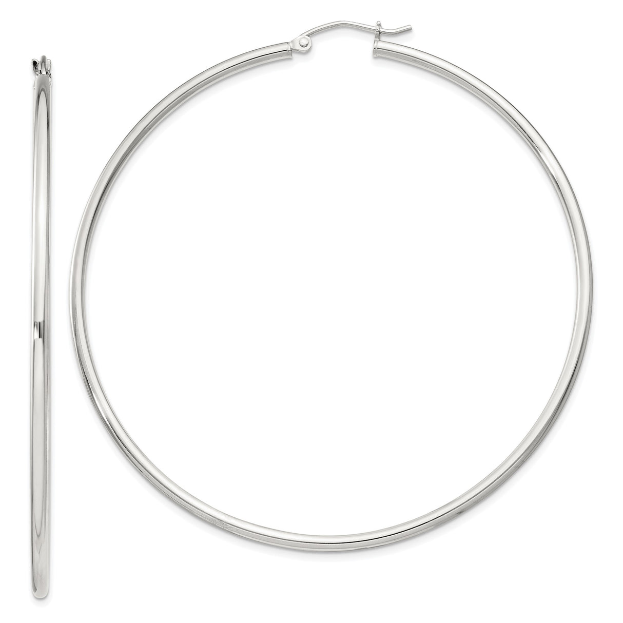 Sterling Silver Large Hoop Earrings, Lightweight Polished Minimalist Design for Women