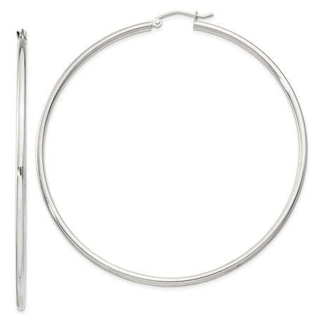 Sterling Silver Large Hoop Earrings, Lightweight Polished Minimalist Design for Women