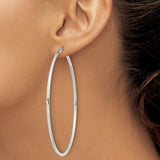 Sterling Silver Hoop Earrings, Large Round Lightweight Polished Hoops for Women