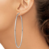 Sterling Silver Hoop Earrings, Classic Thin Round Polished Tube Design, Lightweight for Women