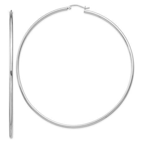Sterling Silver Hoop Earrings, Classic Thin Round Polished Tube Design, Lightweight for Women
